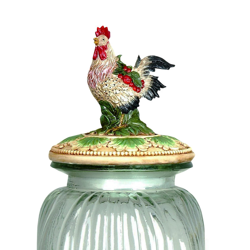EC World Imports Rooster Lid Glass 3 Piece Cookie Jar Set & Reviews